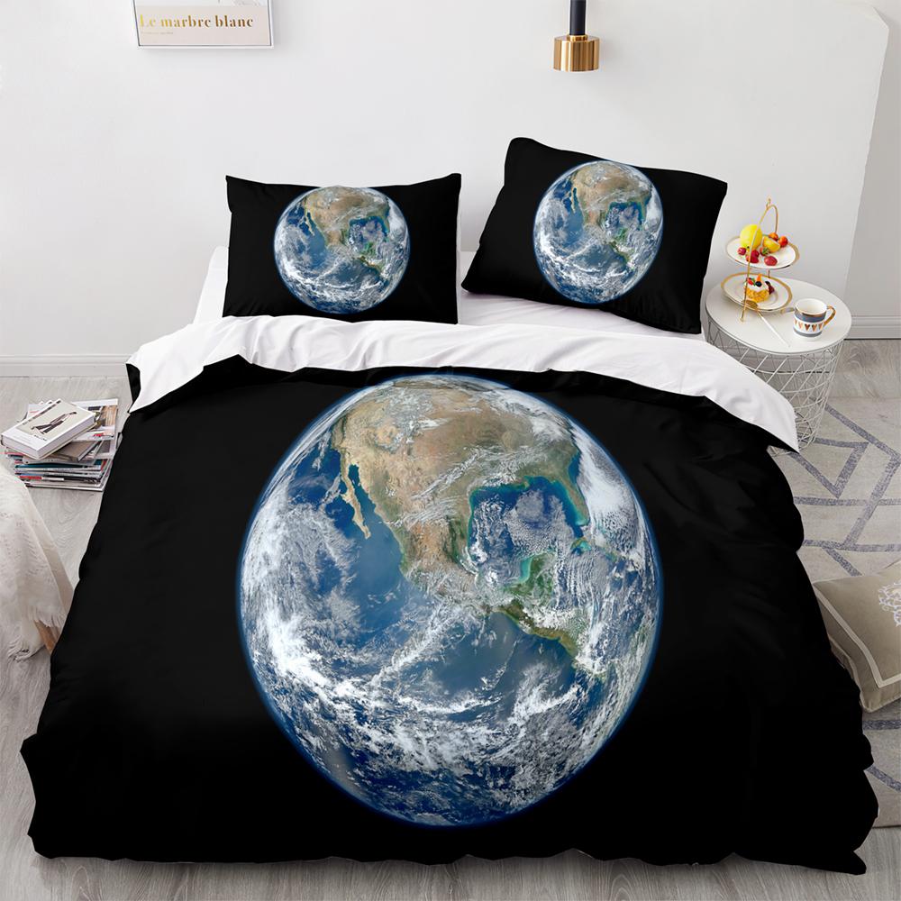 Earth Beding Set Single Twin Ful Quen King-Sized Dimensionsd Dimensions Universe Planet Bed Linen Set Aldult Kid Bedrom thre-piece suits 3D Pri