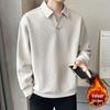 Men's Trendy V-Neck Fleece-Lined Polo Sweatshirt - Autumn/Winter 2025 Collection