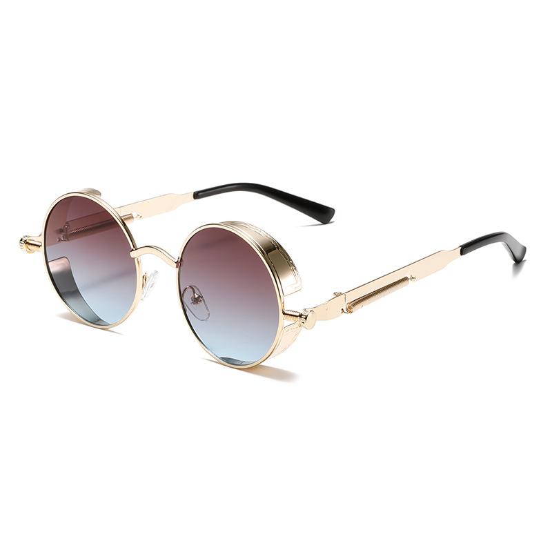 New Classic Retro Round Frame Steampunk Sunglasses European and American Style Fashion Trend Modern Men's Sunglasses