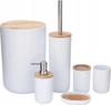 Bathroom Set 6 Elements WC Accessories Bin Dispenser White Set