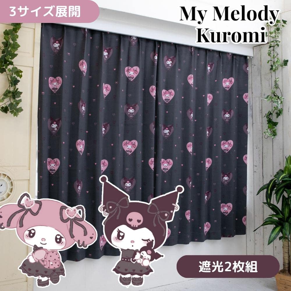 Sanrio Kuromi My Melody Midnight Merokuro 2nd Grade Blackout Heat Shielding Curtain Width 100 X 178cm Length Set of 2 My Melody Fully Washable