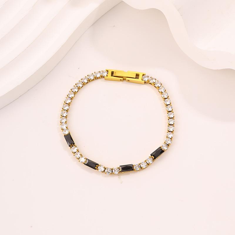 Titanium Steel European and American Light Luxury Style Straight Couple Versatile Temperament Advanced Sense Color Zircon