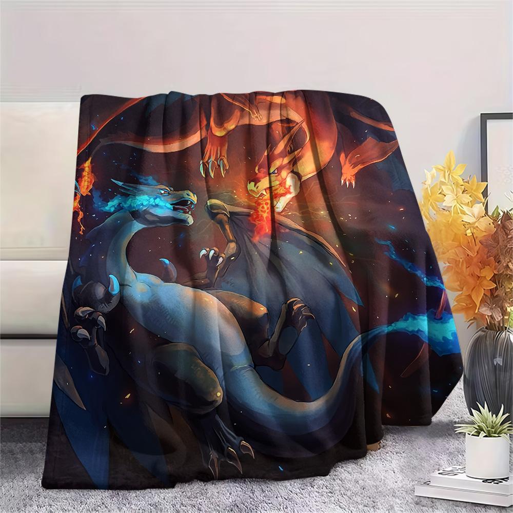 Cute Charizard  Print Flannel Blanket, High quality Comfortable for All Seasons, Home Decor, Warmth and Comfort