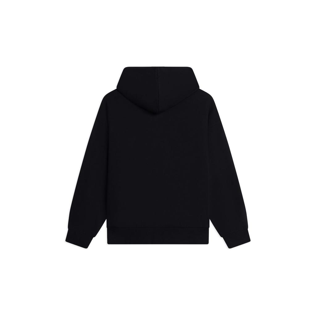 Li-Ning Sports Fashion Series Logo Print Fleece-Lined Warm Hoodie Unisex Tops Black AWDSF73-9