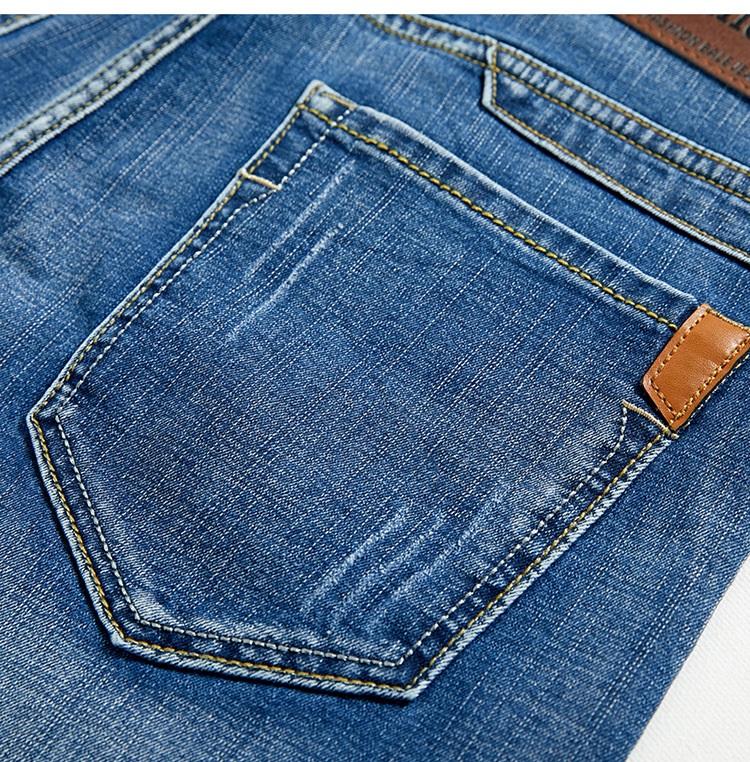 Summer Thin Denim Shorts for Men, Business Straight Leg Elastic Five Inch Mid Length Pants, Light Blue Casual Trendy Horse Pants