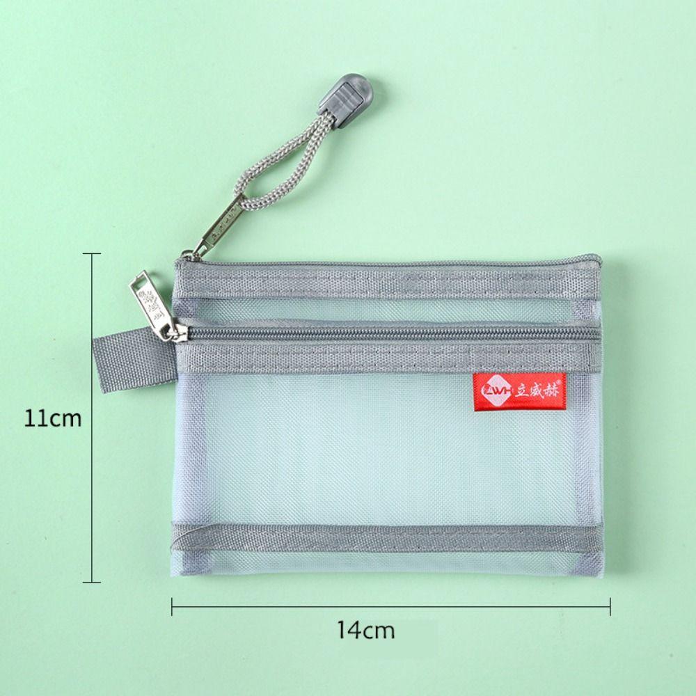 Portable Bus ID Credit Card Storage Bag Small Mesh Double Layer Coin Bags Money Wallet Purse Earphone Cable Line Organizer Pouch