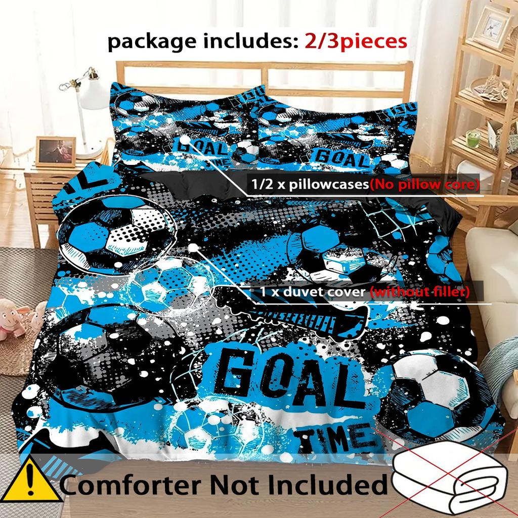Football Blue Watercolor Pattern 3D Printed Duvet Cover Luxury Sports Style Bedding Set Soft Comfortable Quilt Cover Pillowcase