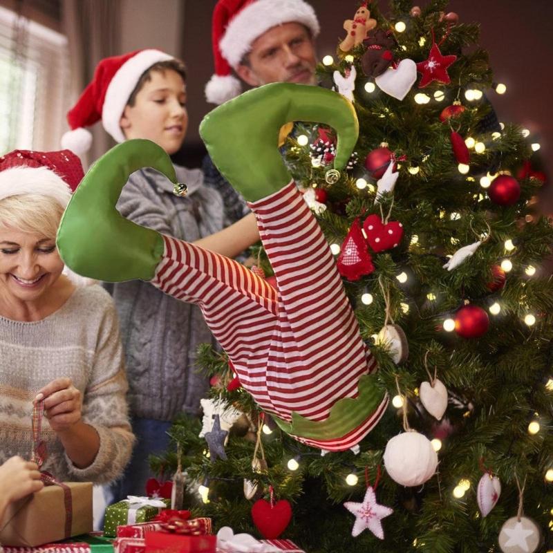 Swinging Legs Christmas Ornament Holiday Parties with Swinging Legs Decoration Plush Festival Christmas Charm