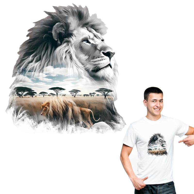 Iron Sticker For Clothing Forest Lions Diy Heat Press Appliqued T-Shirt Hoodies Iron On Transfer Easy To Print