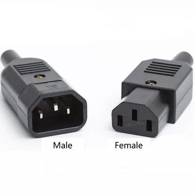Connecteur Prise Câble Droit IEC C13 C14 10A 250V Noir Prise Femelle & Mâle Connecteur d'Alimentation Rebranchable Prise Secteur AC 3 broches