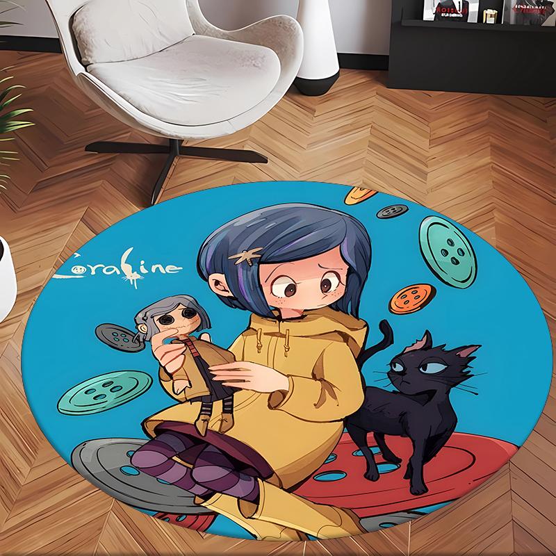 Coraline (5) Ofis için Yuvarlak Halı Ofis, Yatak Odası, Oturma Odası ve Ev Alanı için Dekoratif Yer Halısı