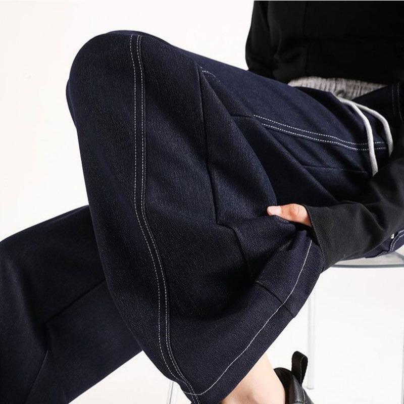 Kordelzug Elastische Weitbeinjeans Damen Fleischbedeckend Sommer Neu Übergröße Birnenförmig Locker Hohe Taille Schlank Scherenhose