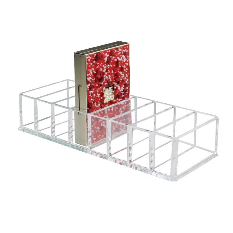 Clear Acrylic 8-Grid Makeup Organizer for Lipstick, Eyeshadow, and Powders