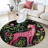 Pink Leopard Round Area Rug,Carpet Rug for Living Room Bedroom Sofa Playroom Decor,Non-slip Floor Mat