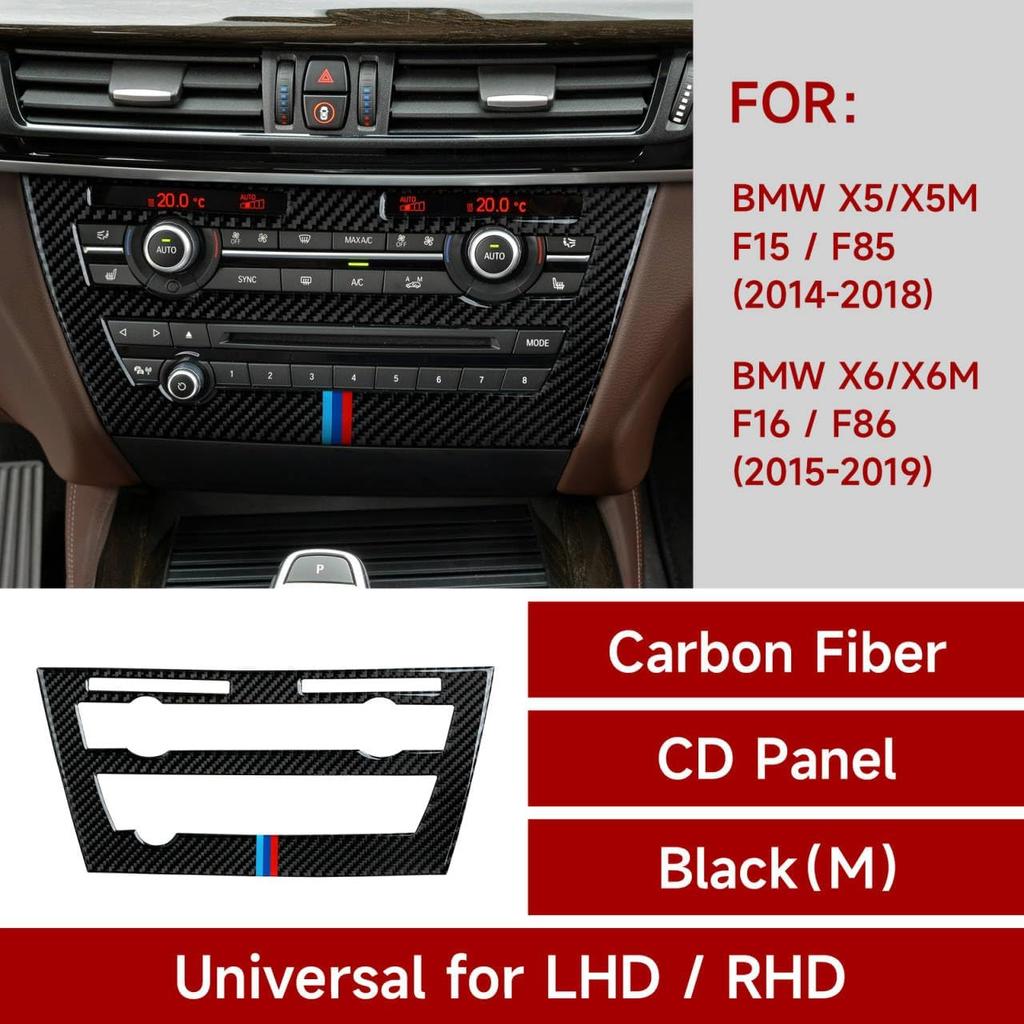 Car CD Panel Trim Center Console Cover Carbon Fiber Sticker Decal fits for BMW X5 F15 X5M F85 X6 F16 X6M F86 2014 2015 2016 2017 2018  Accessories