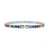 Women's Adjustable Rainbow Zircon Bracelet 6-7 Inches Waterproof Stainless Steel Multicolor Diamond Fashion Jewelry Luxurious Ac