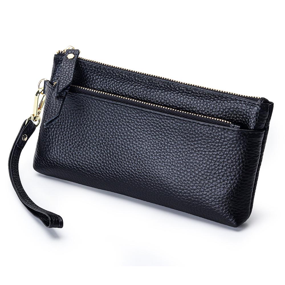 Women's Large Capacity Cowhide Clutch Wallet with Phone Storage