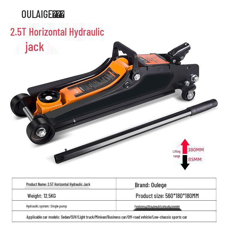 3-Ton Horizontal Hydraulic Car Jack with Double Pump for Small Trucks and Sedans