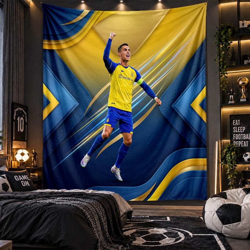 Wall Hanging Tapestry Cristiano Ronaldo Print Cloth for Living Room Bedroom Home Decor