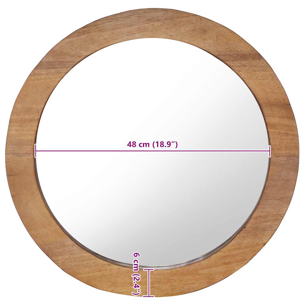 Wall Mirror 60 Cm Teak Round