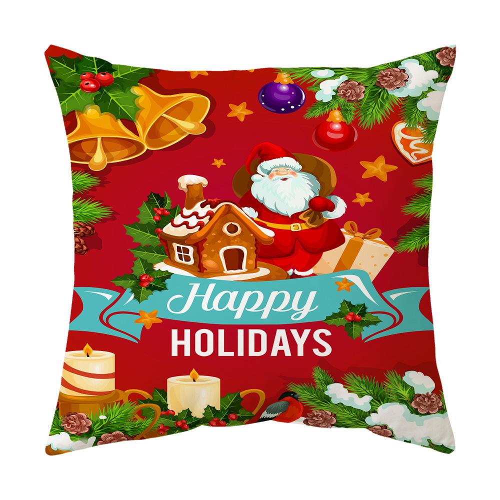 Classic Simple Christmas Series Cushion Pillow Cover Fashion Santa Claus Christmas Tree Pattern Pillowcase Home Sofa Decoration