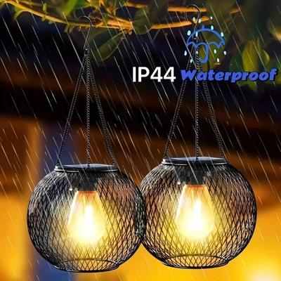 Retro Wrought Iron Solar Lantern: Outdoor Hanging Light for Garden & Courtyard