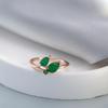 Kinel Green Leaf Zircon Rings For Women Rose Gold Color Daily Jewelry