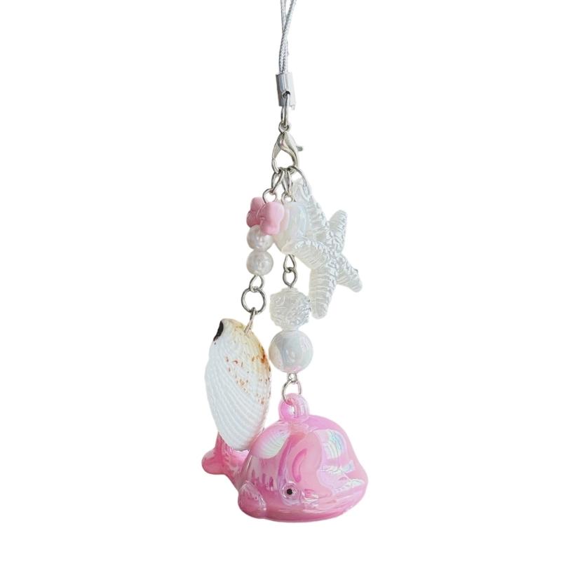 A52E Colorful Beaded Whale Heart Holder Accessory for Trendy Women Ladies Hanging rope