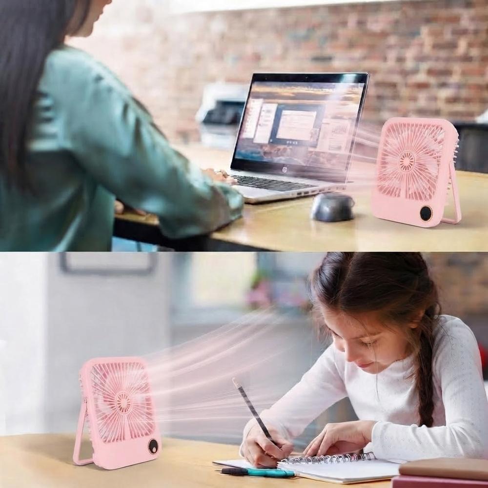 Desk fan, W30, with adjustable stand, pink