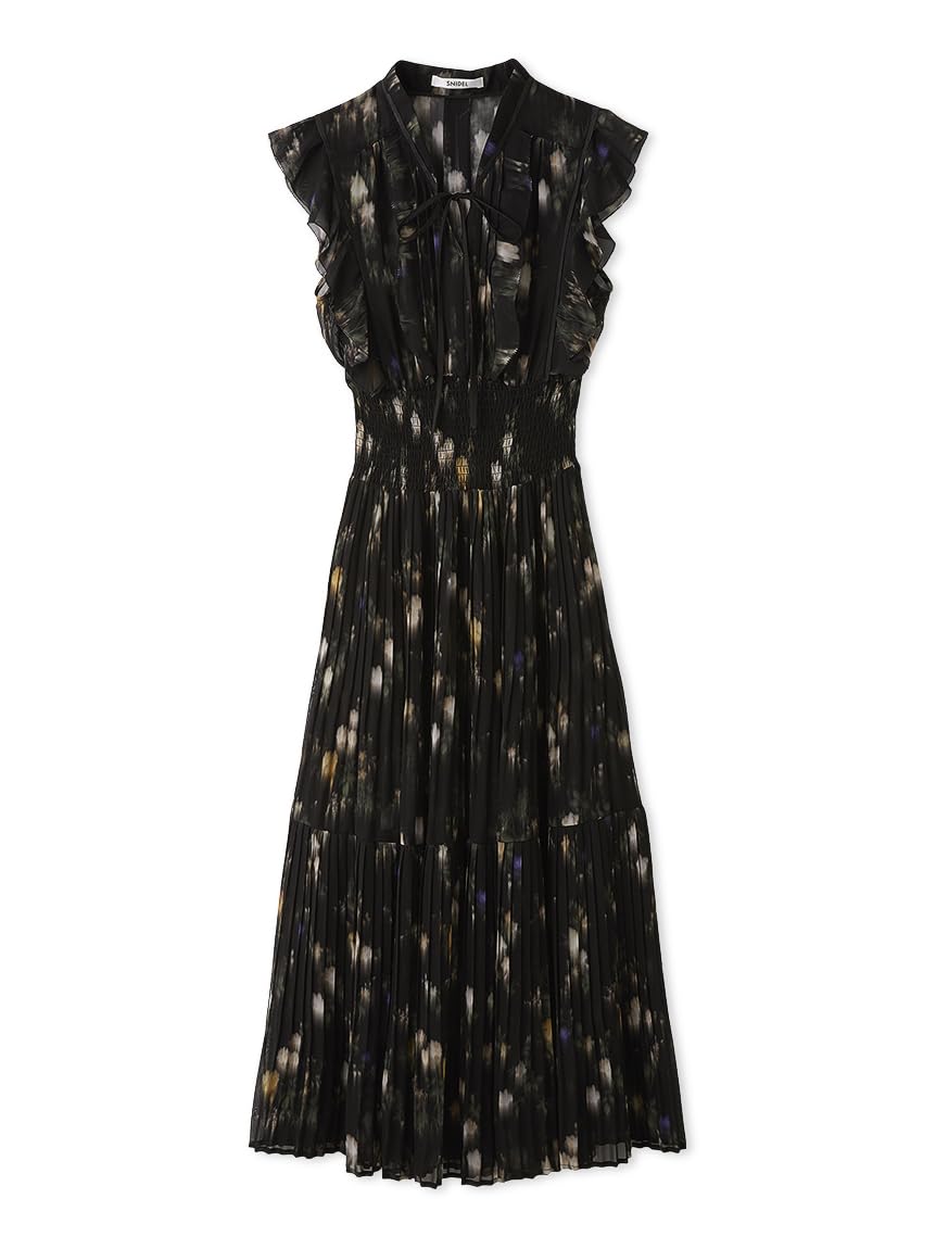 Sustainable Frill Pleated Dress SWFO262045 BLK 0 [Snidel] Women s чёрный