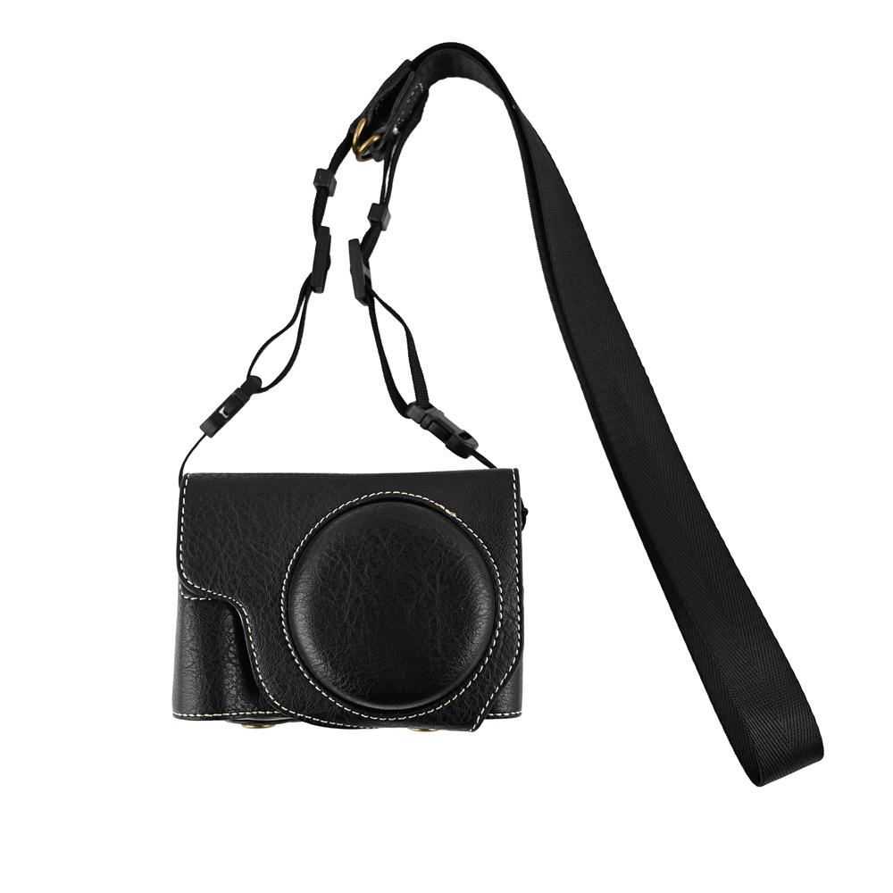 

Litchi Pattern PU Leather Camera Bag Case For Canon PowerShot V1 Full Body Cover With Shoulder Strap