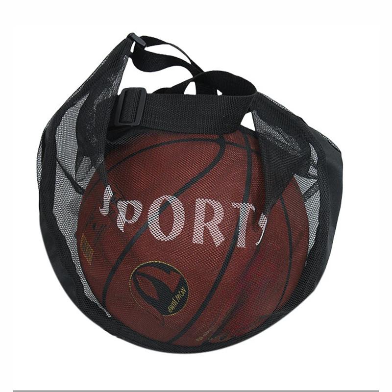 1pcs Adjustable Basketball Mesh Bag Mesh Fabric Single Shoulder Crossbody Ball Bag Zipper Pocket Handbag