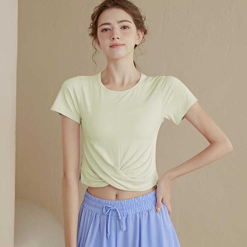 

Женский премиальный дышащий костюм для йоги: Топ с коротким рукавом для похудения, для бега, тренировок и быстросохнущий фитнес M