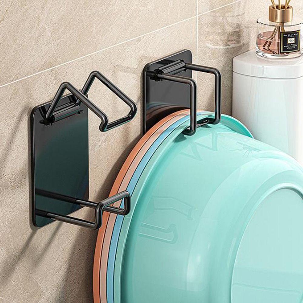 

Black Washbasin Holder No-Drill Basin Storage Hook Practical Washbasin Rack Bathroom чорний