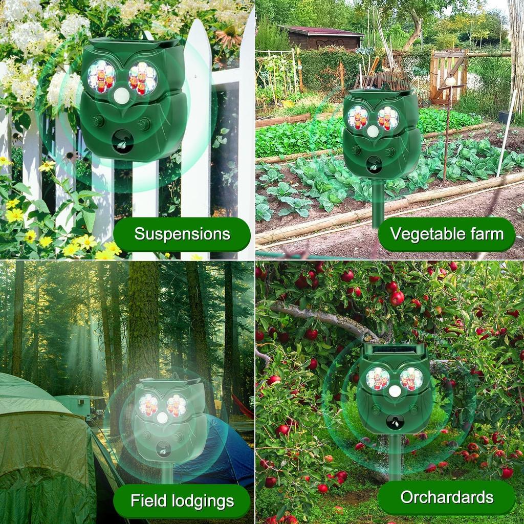 Solar Animal Repeller Ultrasonic Cat Repellent for Yard with Motion Sensor, Effective Deterrent Cats, Dogs, Deer, Raccoons, Skunks, Squirrels