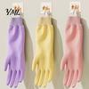 Reusable Rubber Gloves Fleece Lined Dishwashing for Housework, Waterproof PVC Cleaning Gloves, Anti-slip Thermal Kitchen Grip Warm Velvet Lining