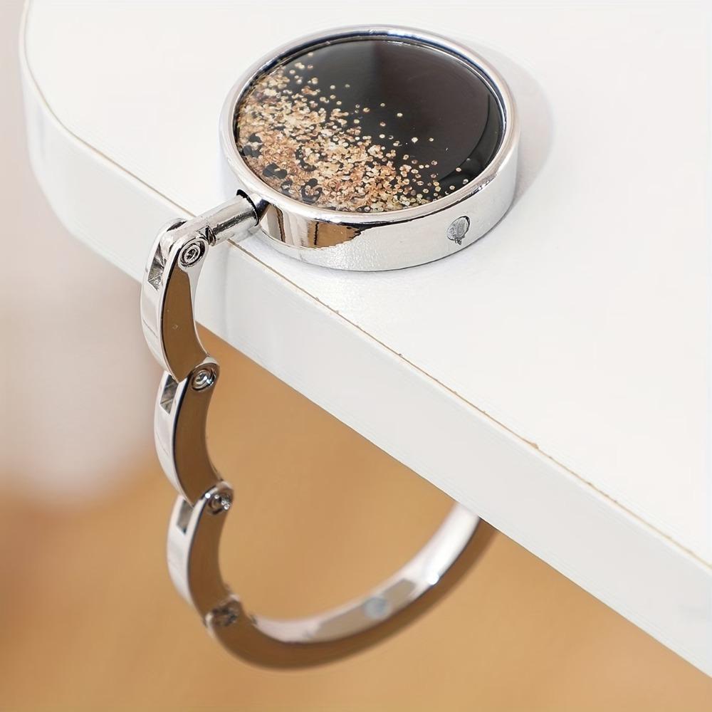 2PCS Starry Sky Pattern Classroom Desk Schoolbag Hanger Folding Stainless Steel Table Handbag Hanger Round Non-slip Back
