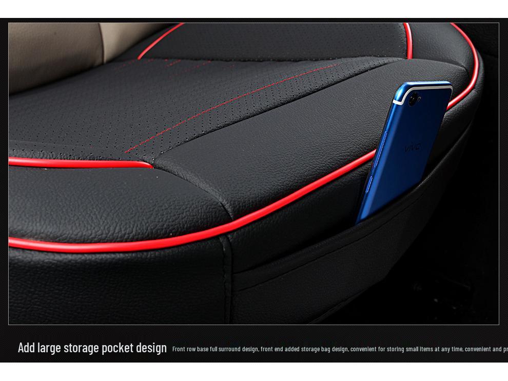 GM Full Surround Non-Slip Wear-Resistant Car Seat Cushion Set - Breathable Nappa Leather, All-Season, Three-Piece