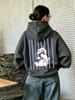 Women's hooded sweatshirt, featuring cat and fish patterns, with a casual style, suitable for running, Y2K trend