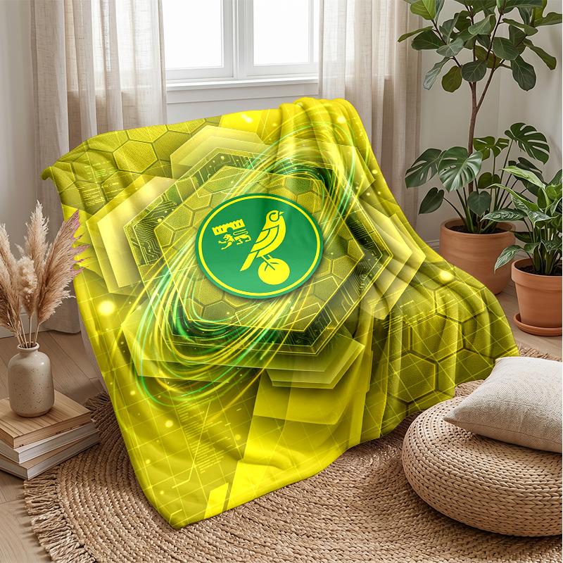 Coperta in Flanella con Stampa Norwich City Football, Coperta Morbida Calda Leggera per Divano Letto Campeggio