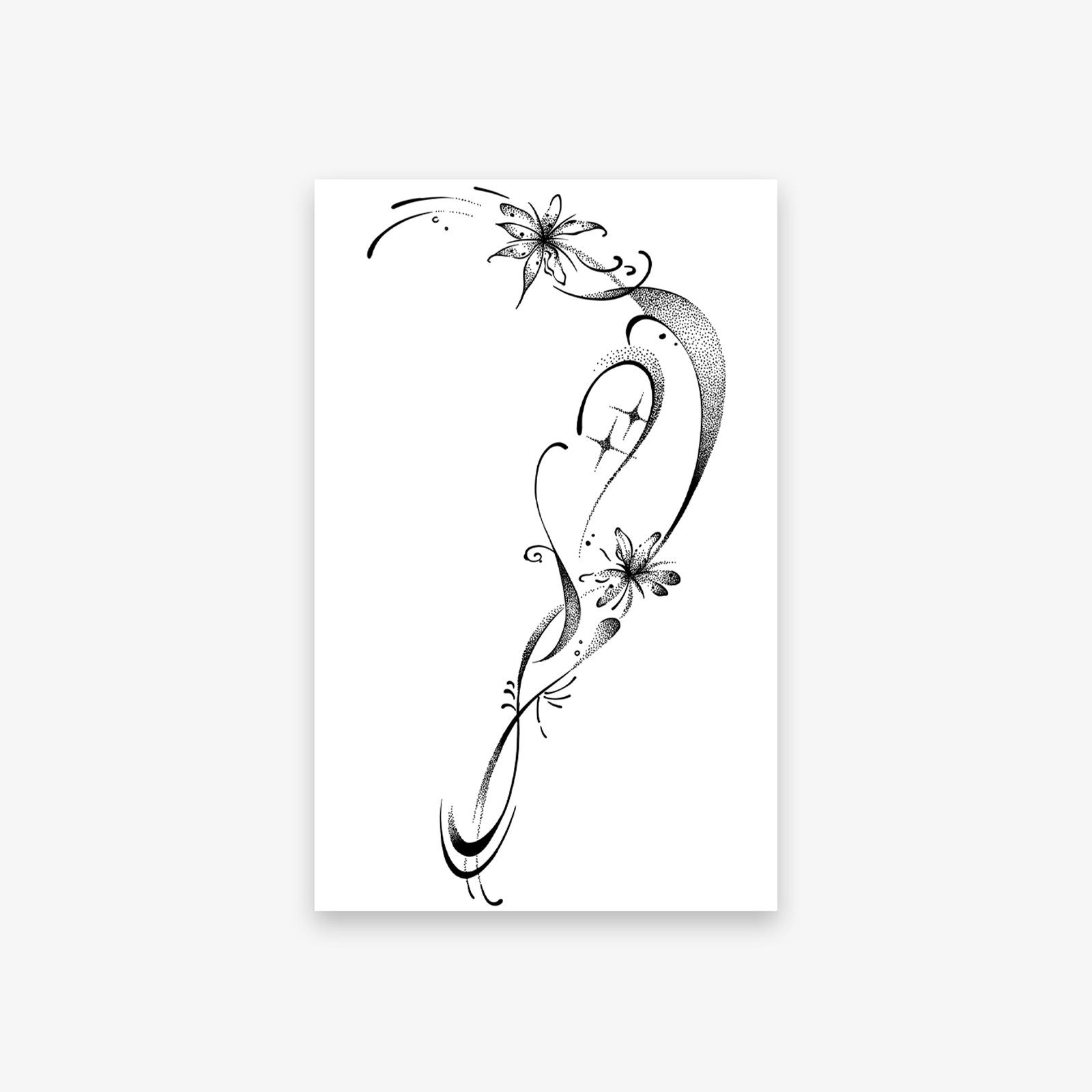 Arm Line Tattoo Sticker, High-End Personality Simple Tattoo Sticker 12*19