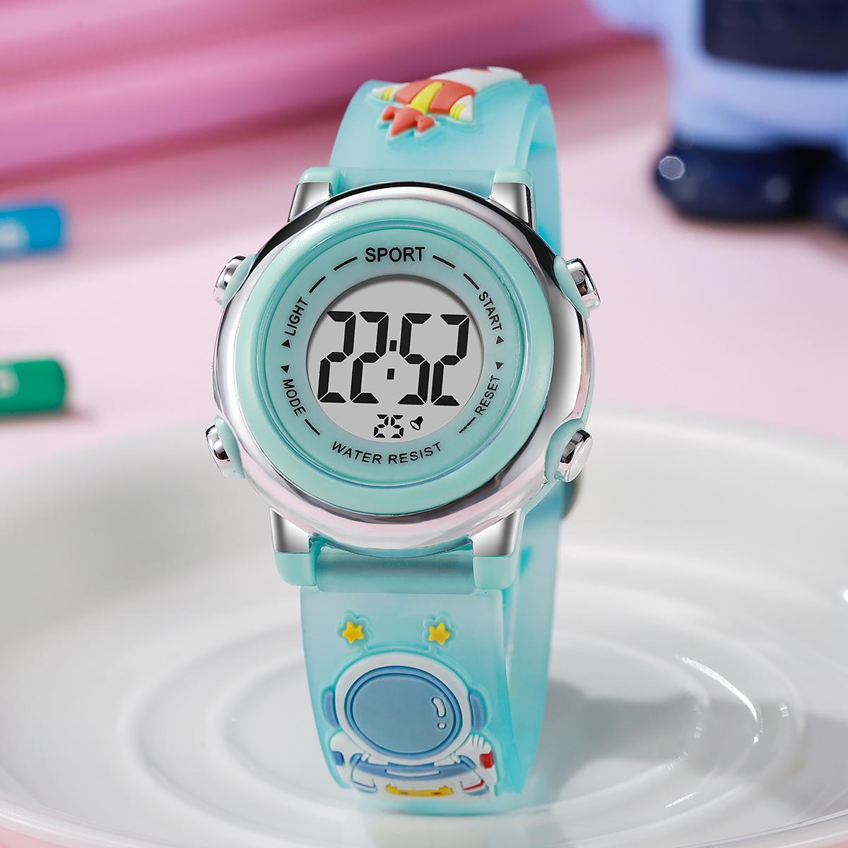 

Fresh and cute macaron color astronaut electronic display silicone strap watch for students graduating in the season небесно-голубой