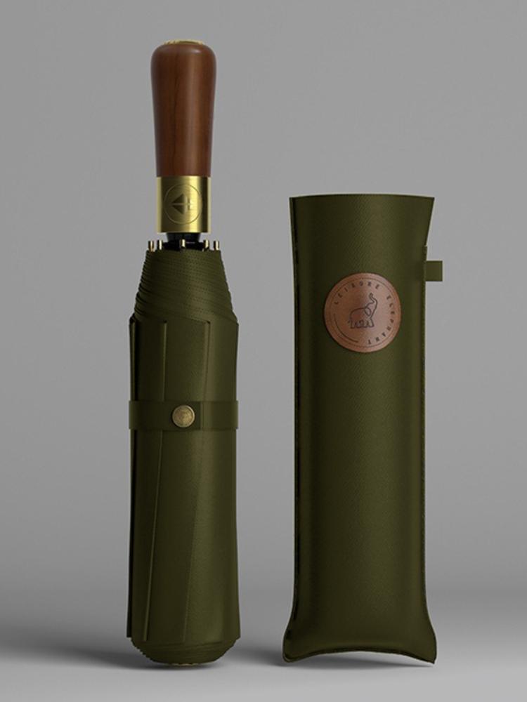 

Роскошный зонт с деревянной ручкой для мужчин, деловой, классический, складной, дождевой, ветрозащитный, прочный, 8 спиц, автоматический, водонепроницаемый Aluminum&8K зелёный