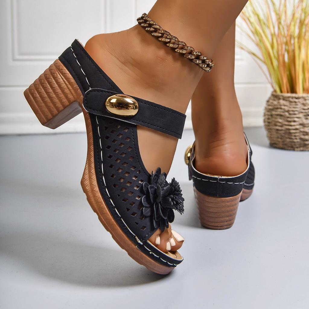 Fashion Women Sandals 2025 New Summer Classic Retro Slip-on Shoes Women Comfortable High Heels Breathable Non-slip Light Shoes for Women