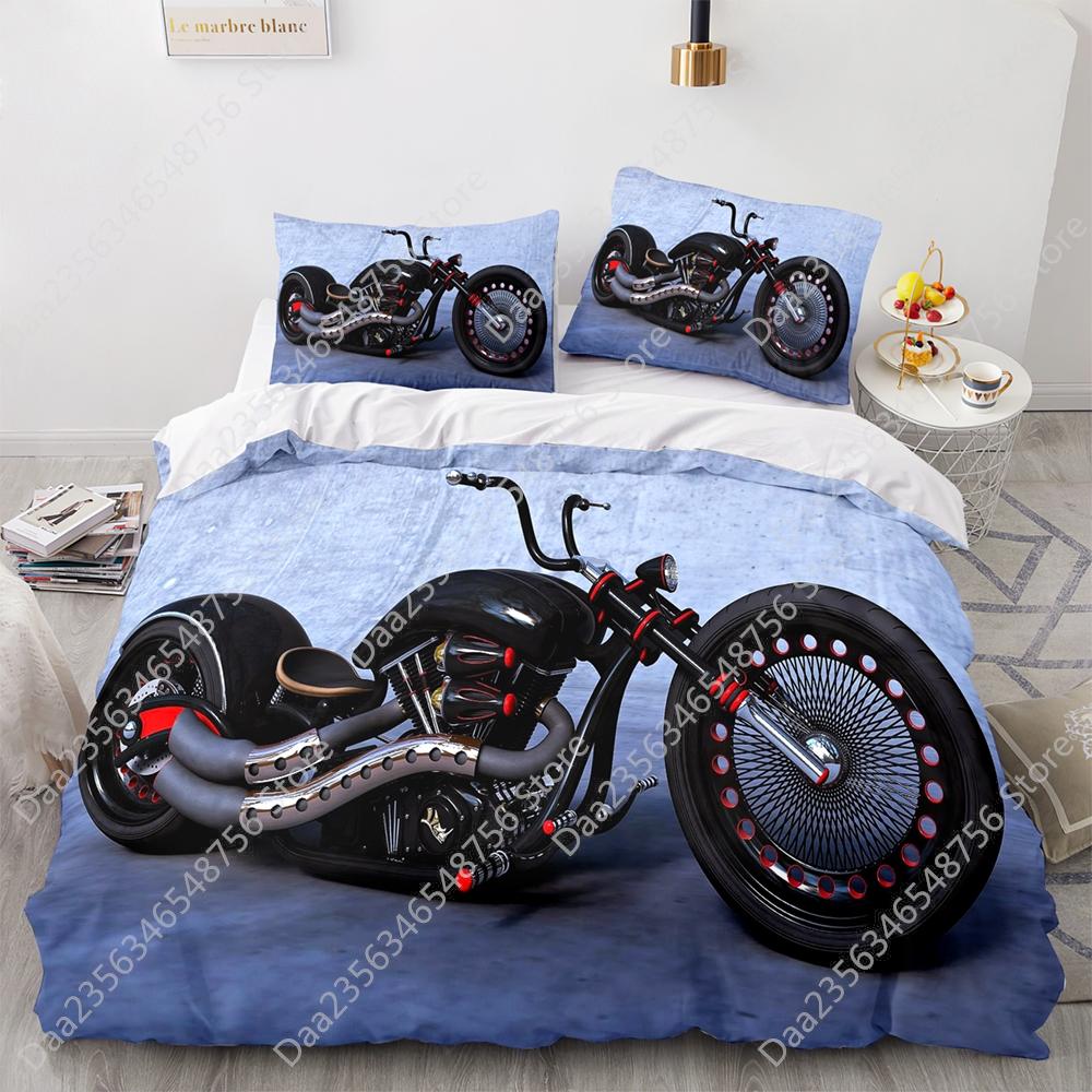 Comforter New Motorcycle Bedding Set Single Twin Full Queen King Size Motorcycle Bed Set Aldult Kid Bedroom Duvet Sets 3D Anime 038