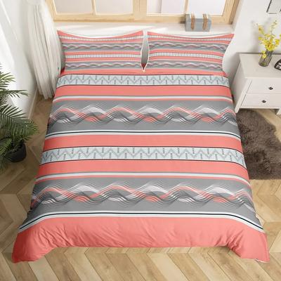 Geometrische Bettwäsche für Damen Mädchen Einfaches Patchwork-Bettwäscheset King Wirbel Kunst-Bettdeckenbezug Bauernhaus Geometrie Bettwäscheset