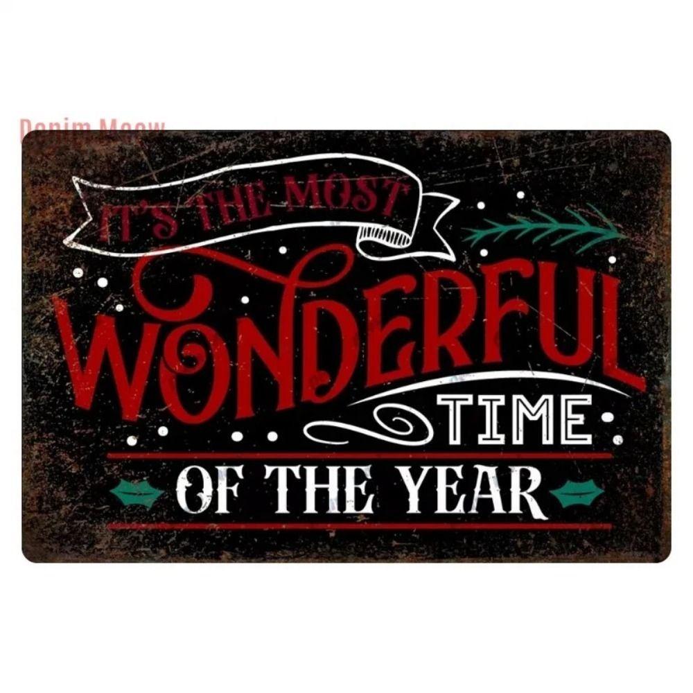 Vintage Christmas Metal Tin Sign Home Festive Wall Decor