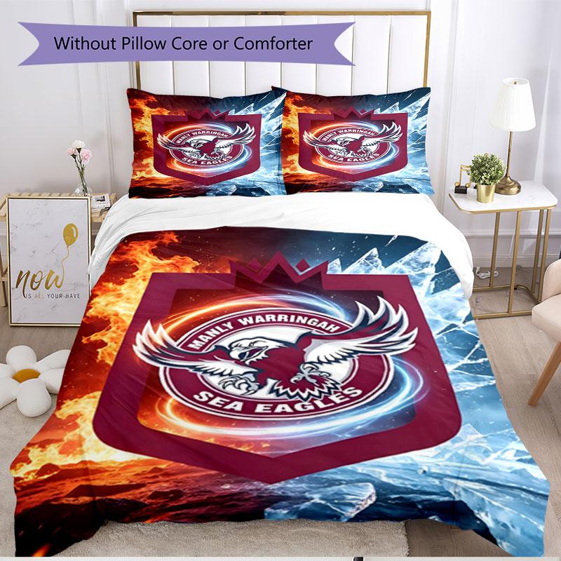 3pcs Duvet Cover Set (1*Duvet Cover + 2*Pillowcase, Without Core), Manly Warringah Sea Eagles Print Soft All‑Season Bedding Set, Home Bedroom Decor Gi