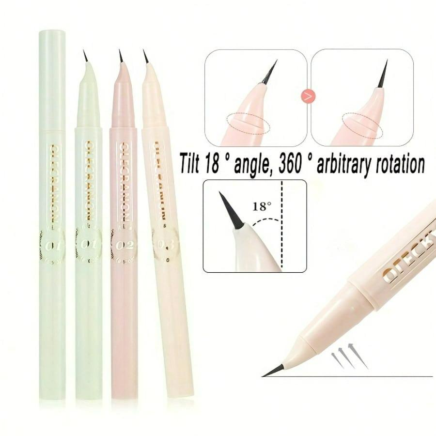 Ultra-Fine Angled Eyebrow Pencil Ultra-Fine Pen Tip, Curved Tip Eyeliner Pen For Lower Lashes Long-Lasting Waterproof Brow Makeup For Beginners