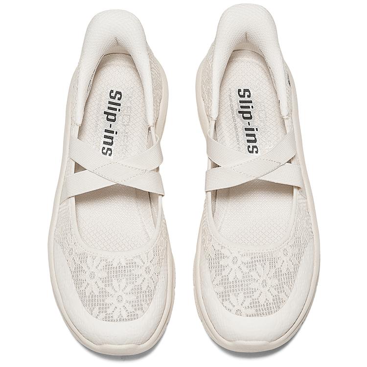 Skechers Modern DLux Slip-On Shoes Soft Comfortable Breathable Ballet Flats Platform Mary Jane Women Sneaker White 159286-OFWT